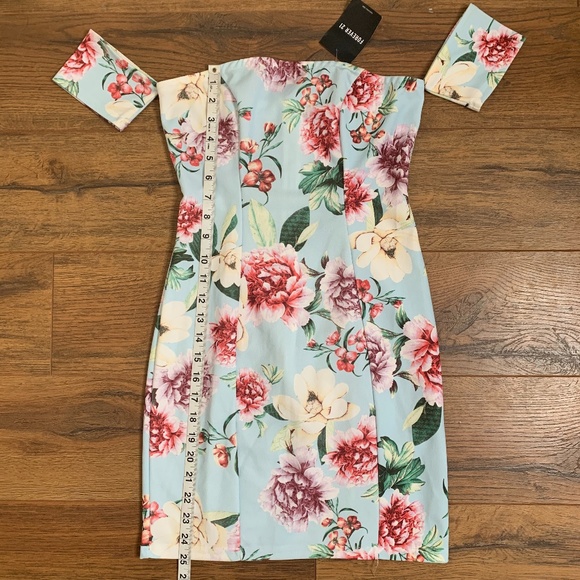 NEW Forever 21 | Blue Floral Off Shoulder Dress - Picture 5 of 7